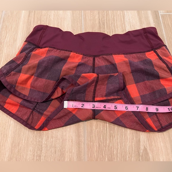 Lululemon Run: Speed Short *2 way Stretch in Yama Check/Rust Berry - Picture 7 of 7